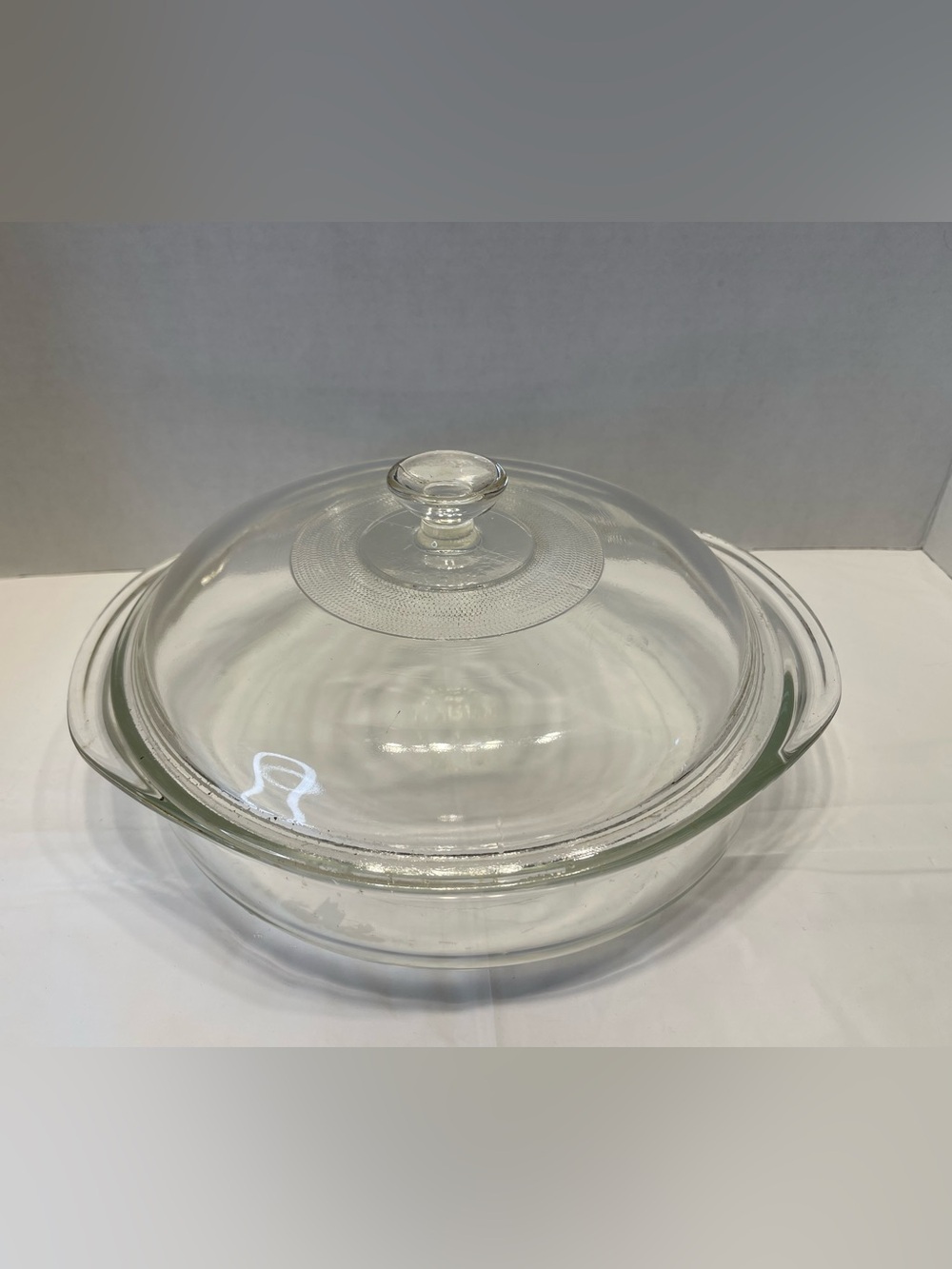 Vintage Pyrex Clear Glass Covered Casserole Dish